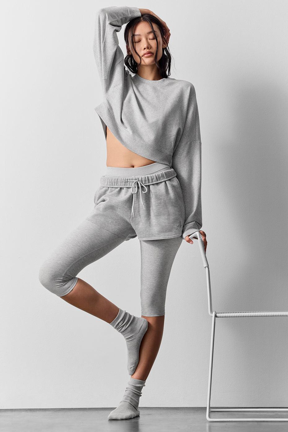 Cropped Sway Crew Neck Pullover - Athletic Heather Grey Female Product Image