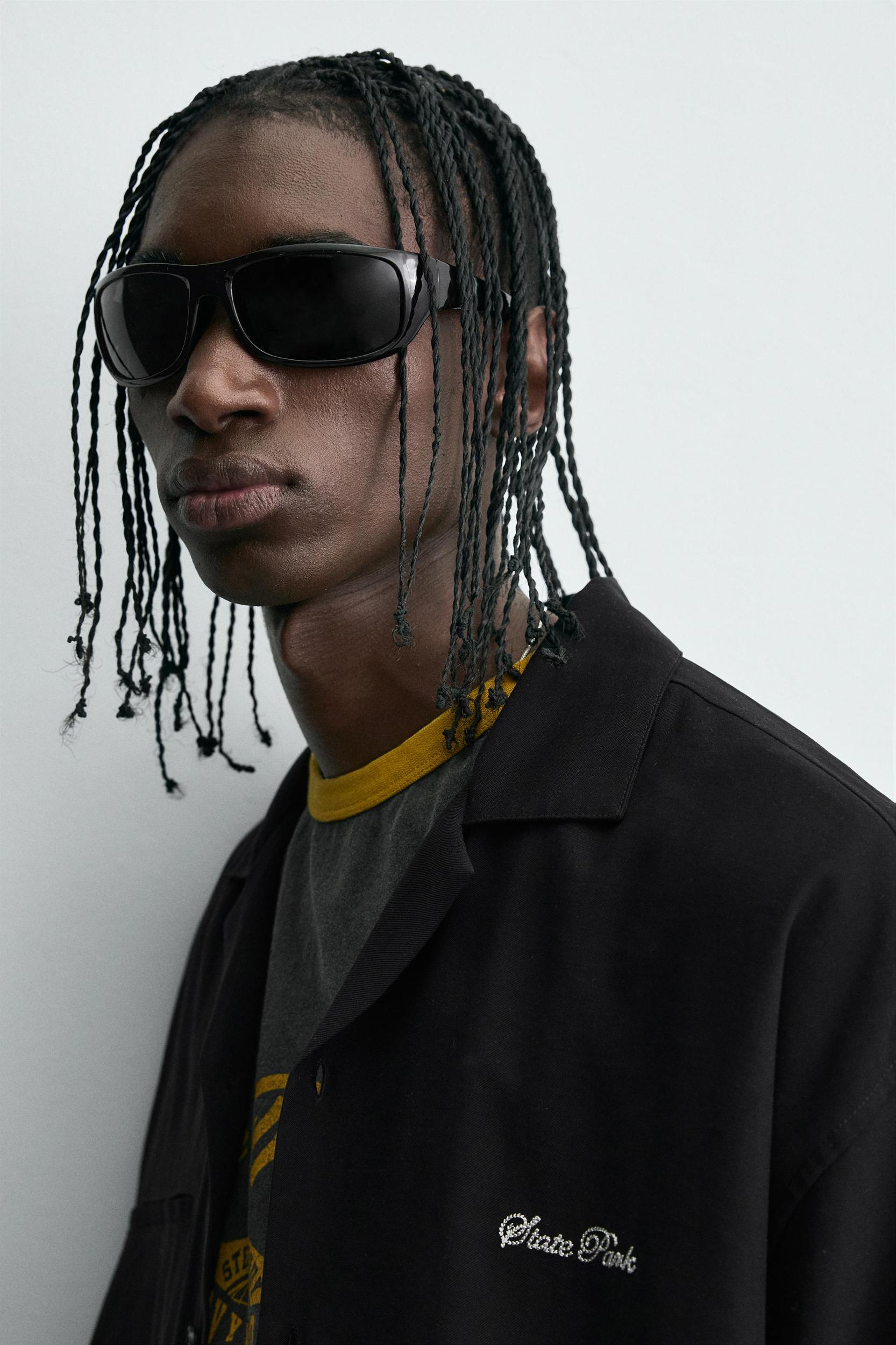 FLOWY SHIRT WITH EMBROIDERED TEXT Product Image