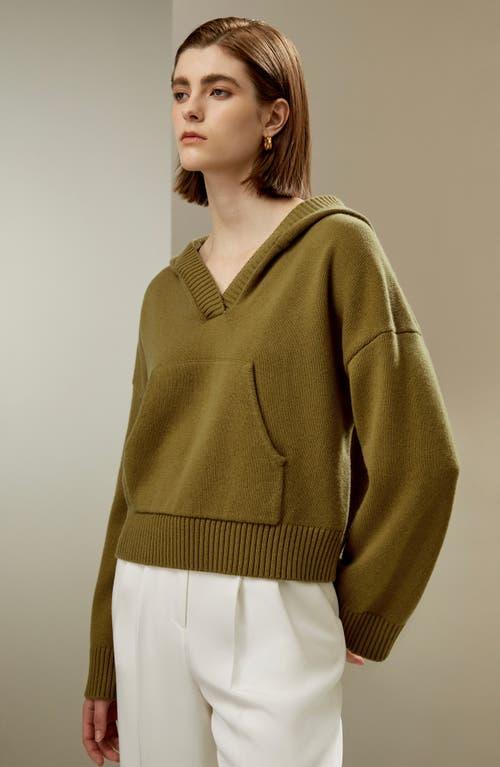 Lilysilk Cropped Wool-Cashmere  Blend Hoodie for Women in Avocado Green at Nordstrom, Size X-Small Product Image