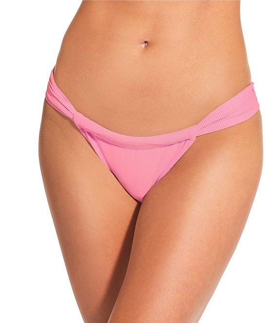 Gianni Bini Solid Ribbed Tanga Scoop Front Swim Bottom Product Image
