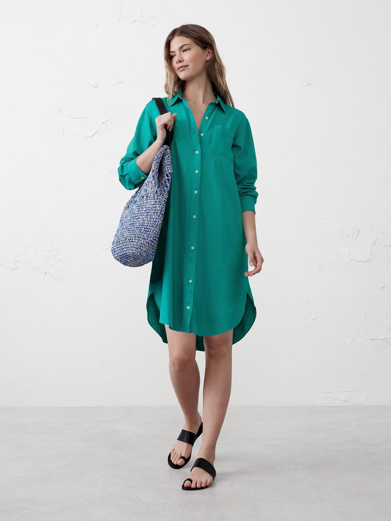 Seersucker Mini Shirtdress Product Image