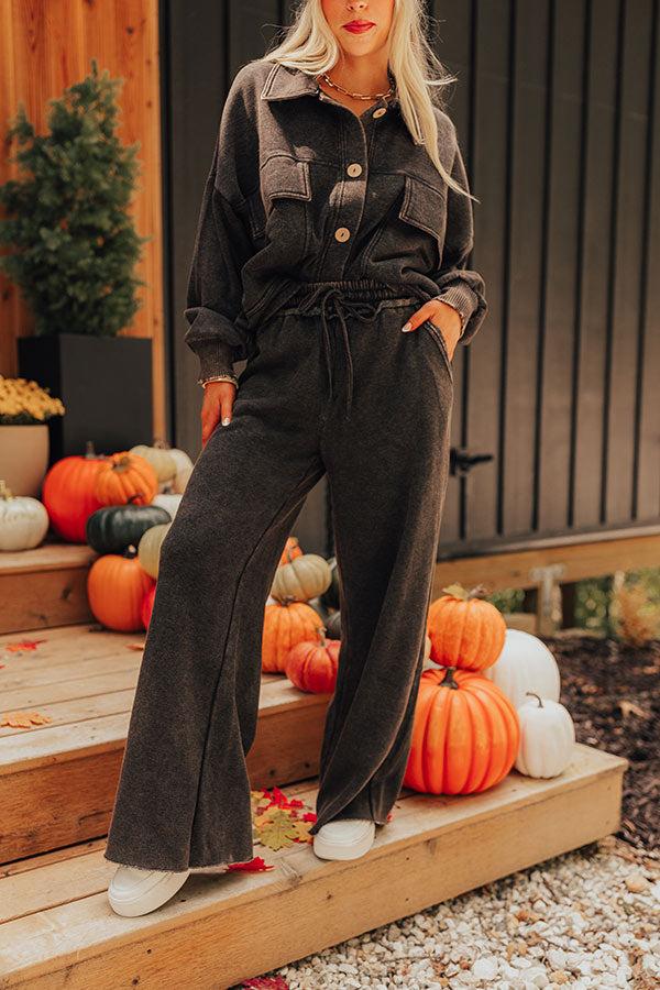 Cozy Daydream High Waist Vintage Wash Pants in Vintage Black Product Image