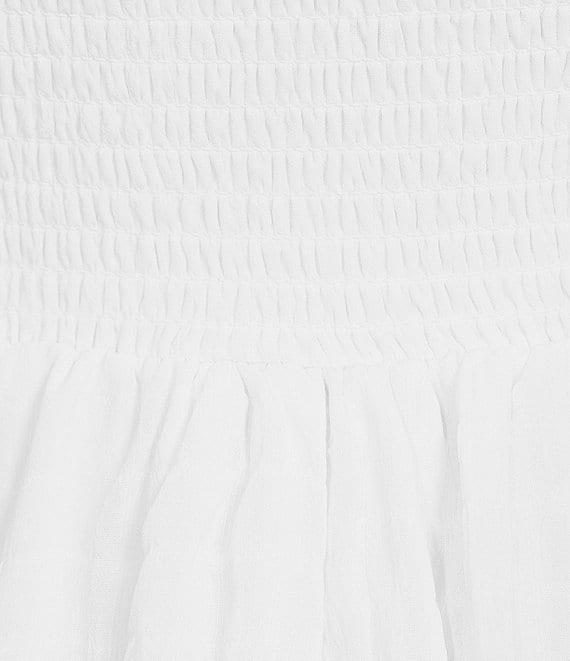 Allison & Kelly Short Sleeve Smocked Empire Waist Babydoll Tiered Mini Dress Product Image