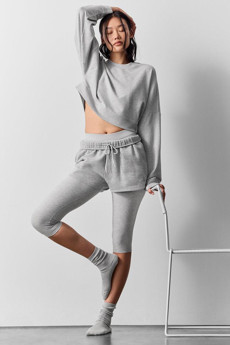 Cropped Sway Crew Neck Pullover - Athletic Heather Grey Female Product Image