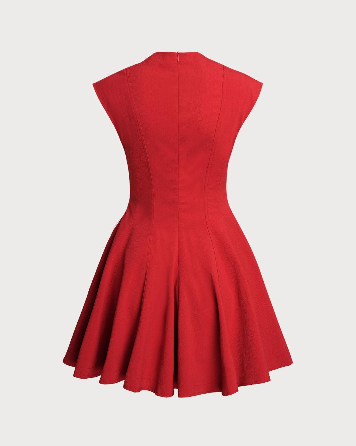 Red Sleeveless A-Line Mini Dress Product Image