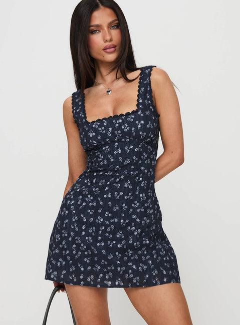 Dasha Mini Dress Navy Floral Product Image