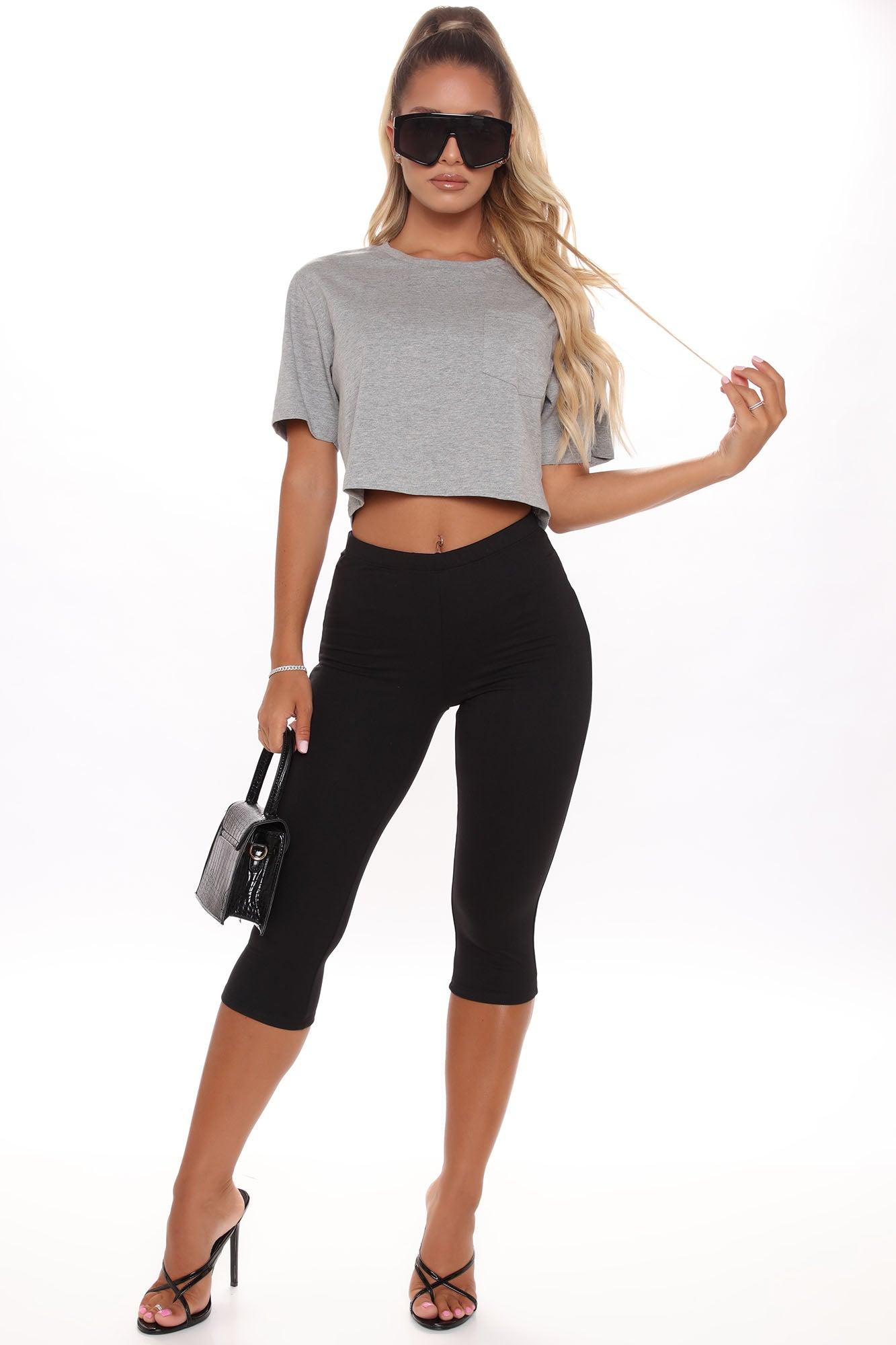 Elisa Relaxed Crop Tee - Heather Grey Product Image
