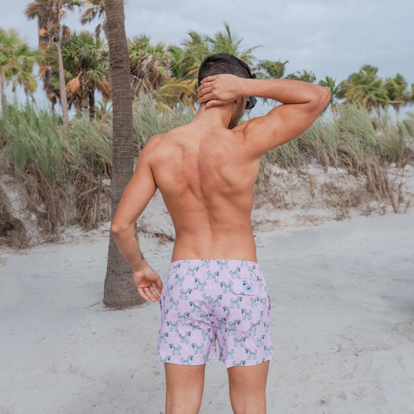 Bermies Pink Cheetah Swim Trunks Male Product Image