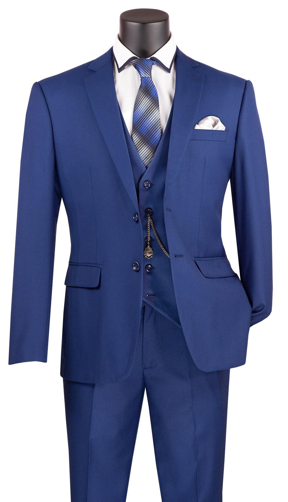Slim Fit Business Men's Suit 3 Piece 2 Button in Twilight Blue Male Product Image