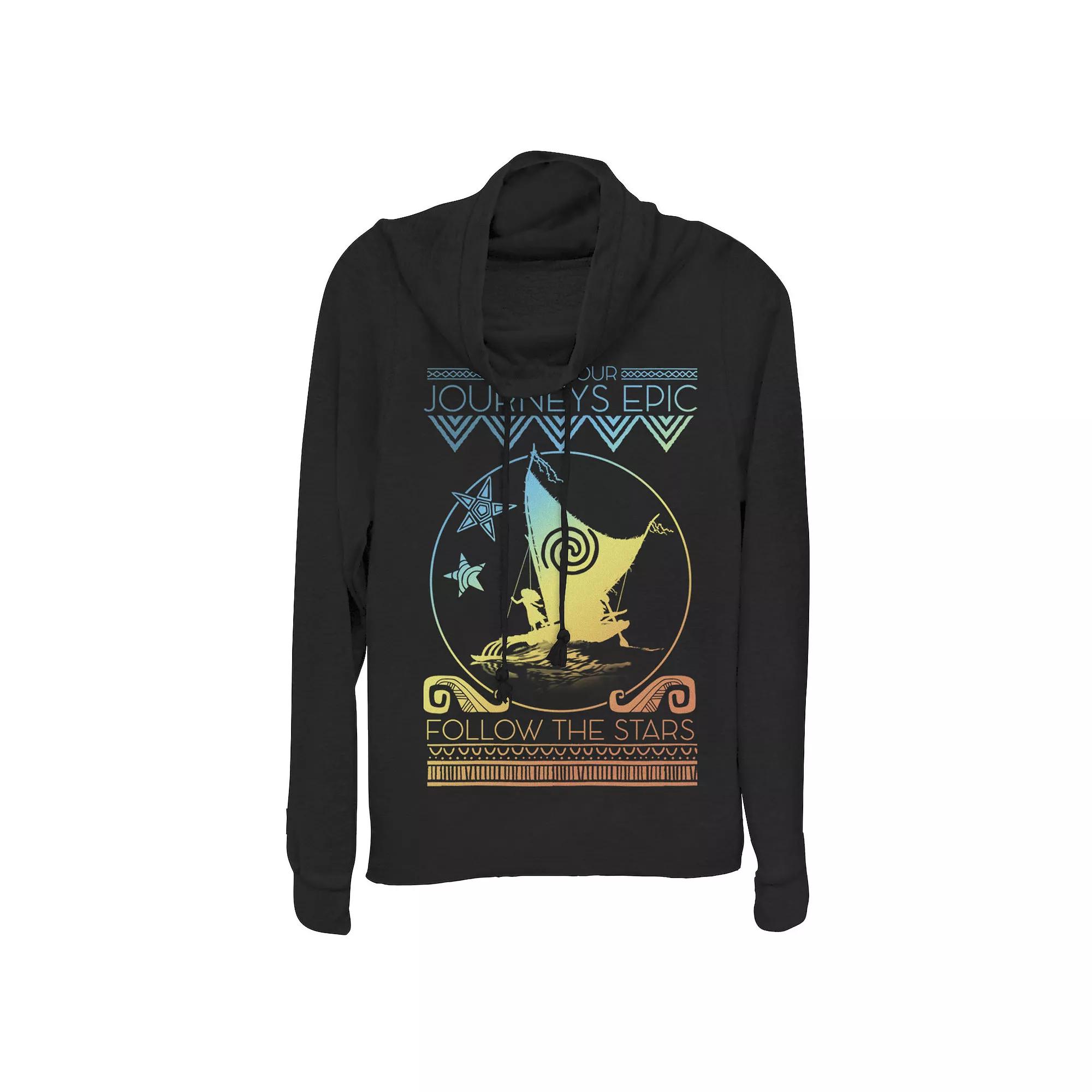 Disney's Moana Epic Journeys Juniors' Cowlneck Graphic Lightweight Long Sleeve, Girl's,  Product Image