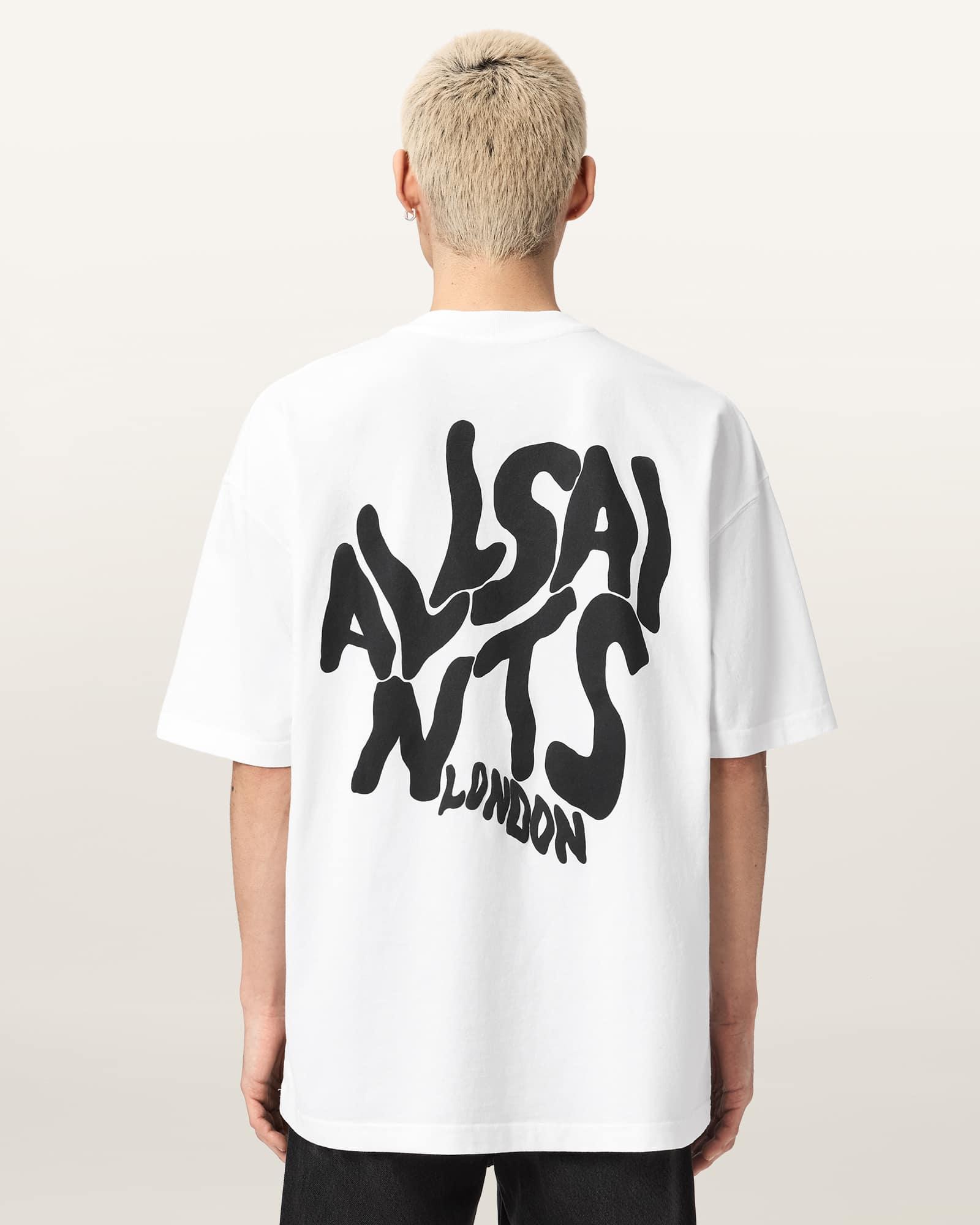 Orlando Logo Print Oversized T-Shirt ASHEN WHITE | ALLSAINTS US Product Image