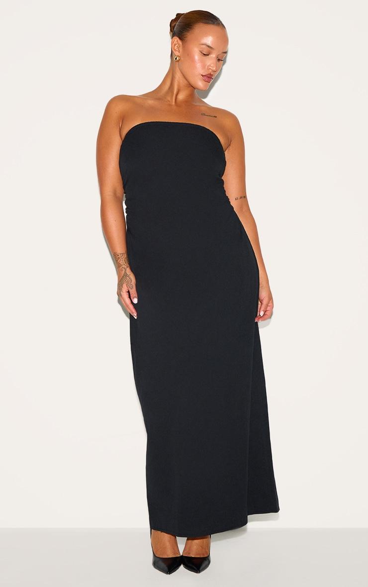 Plus Black Bandeau Ruched Shift Dress Product Image