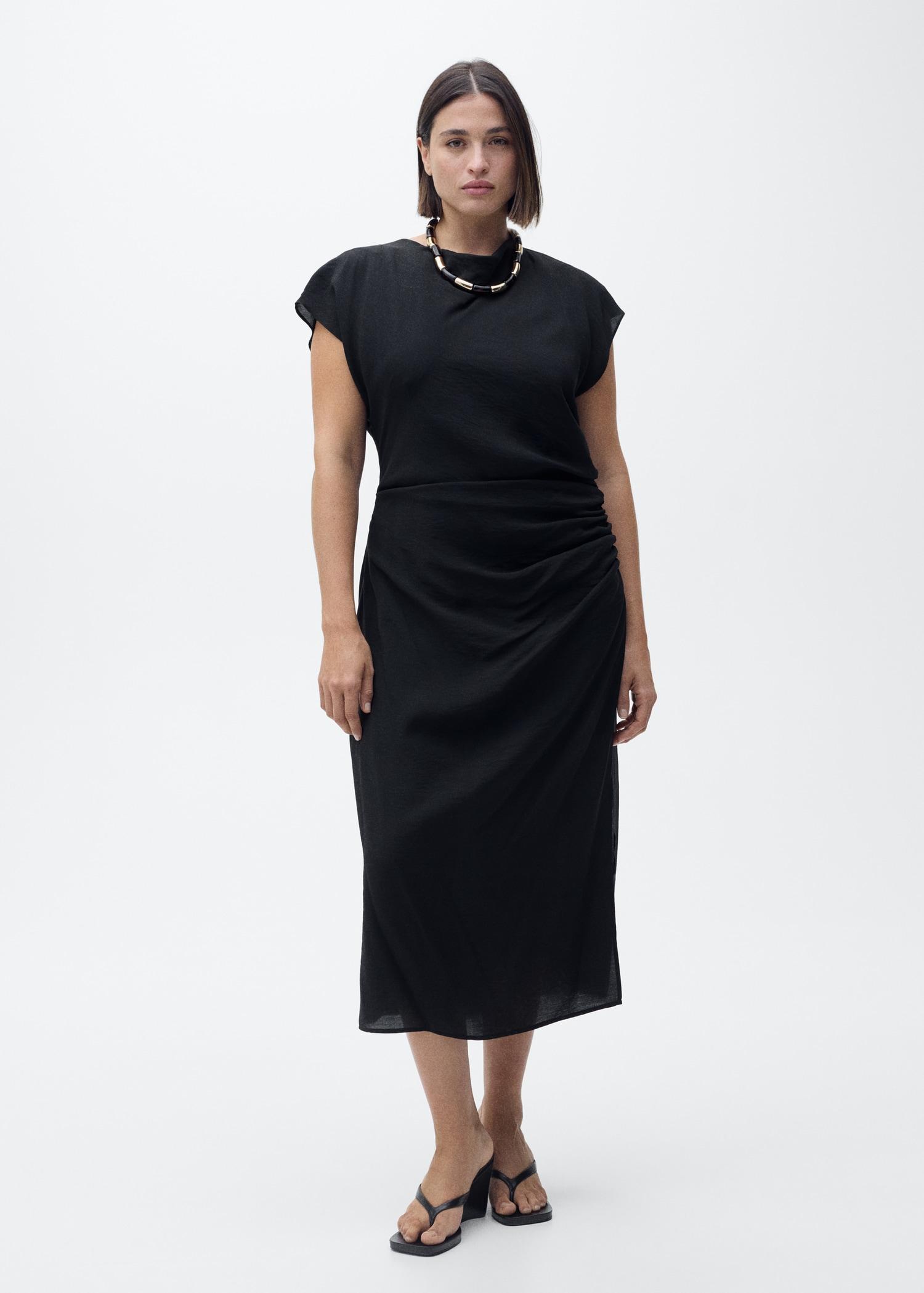 Draped straight dress - Women | MANGO USA Product Image