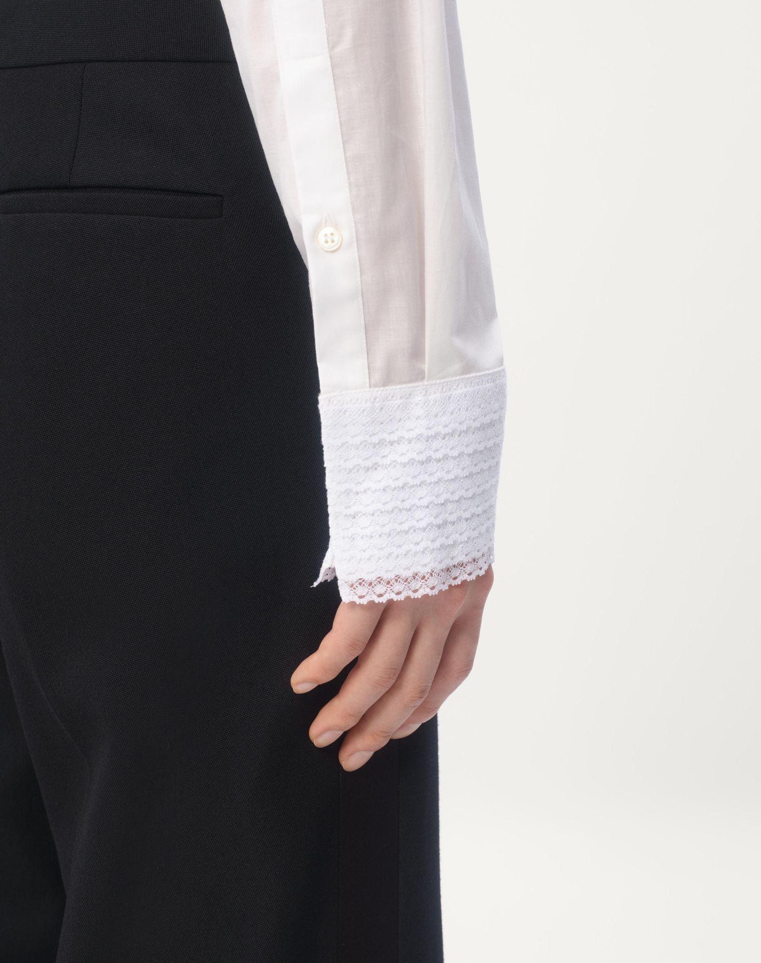 Cotton Muslin Shirt With Plastron And Lace Details Product Image