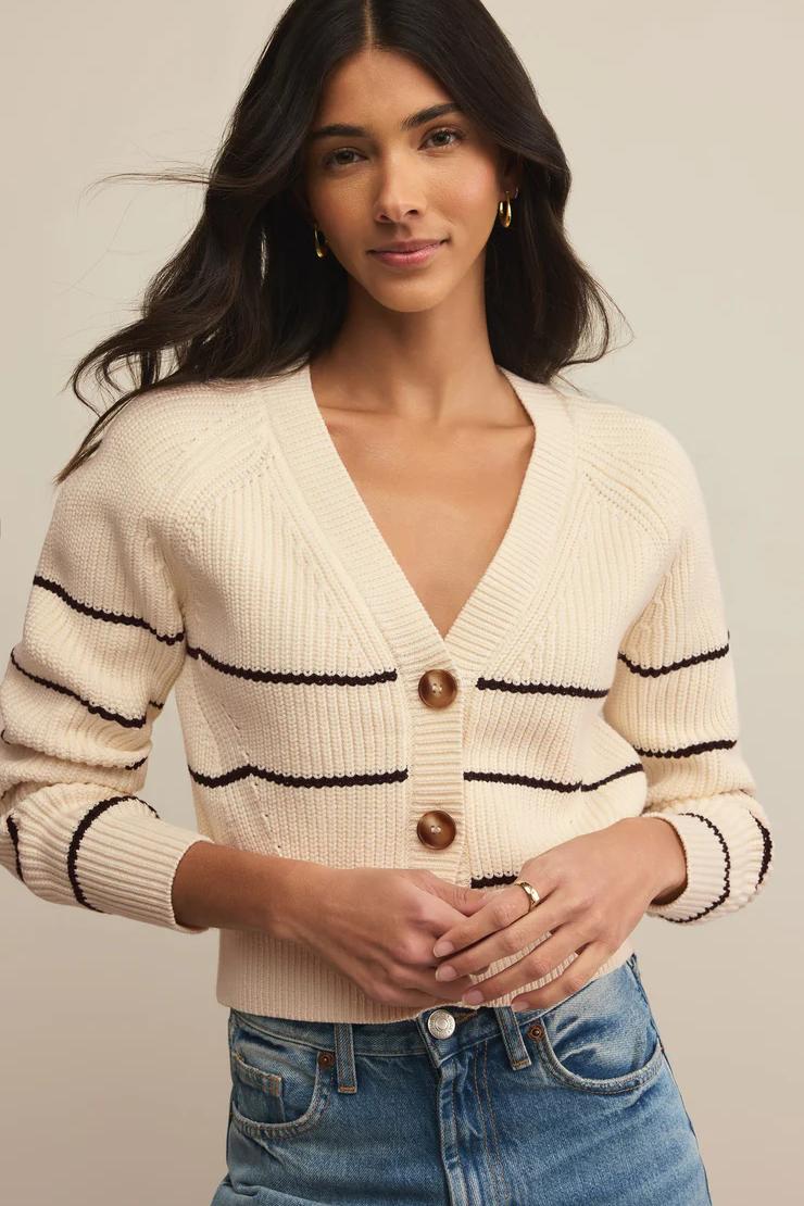 Stefi Cropped Stripe Cardigan Product Image