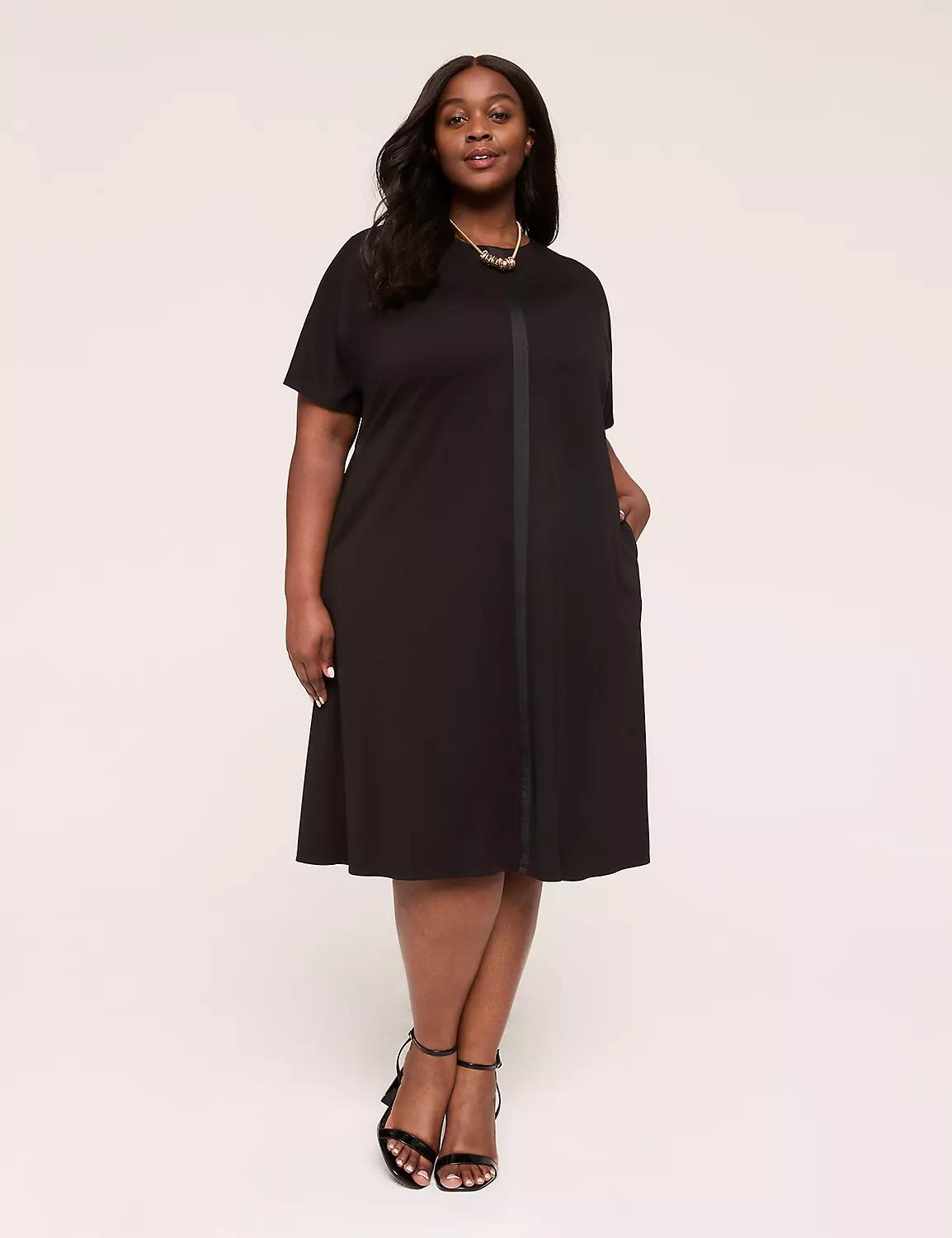 Ponte Ribbon-Trim Dress Product Image