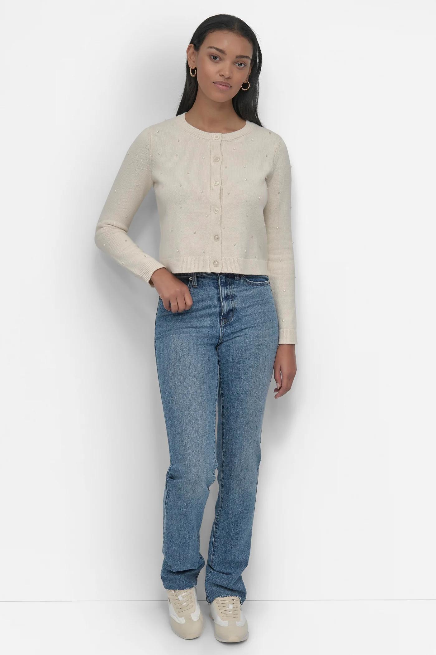 LONG SLEEVE CREW NECK CARDIGAN Product Image