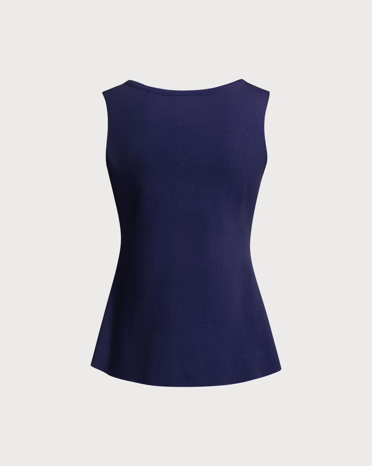 Blue U Neck Single Breasted Vest Product Image
