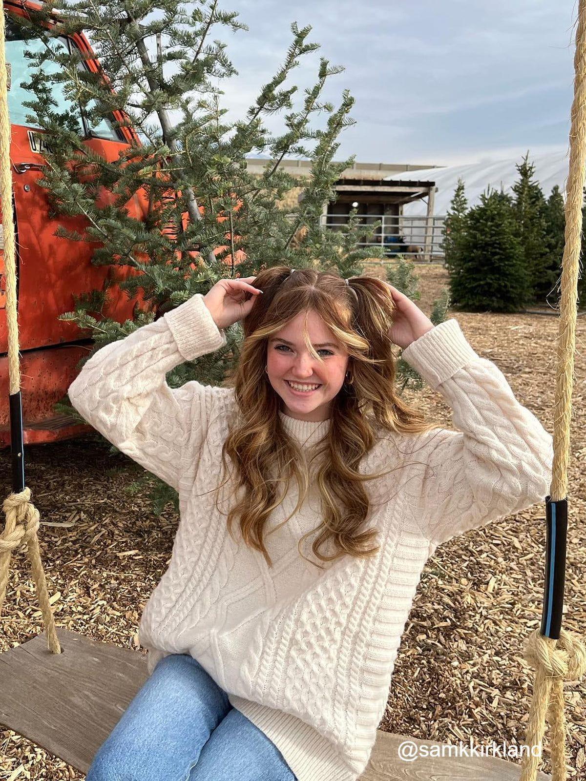 Aelfric Eden Retro 90s Cable Knit Sweater Product Image