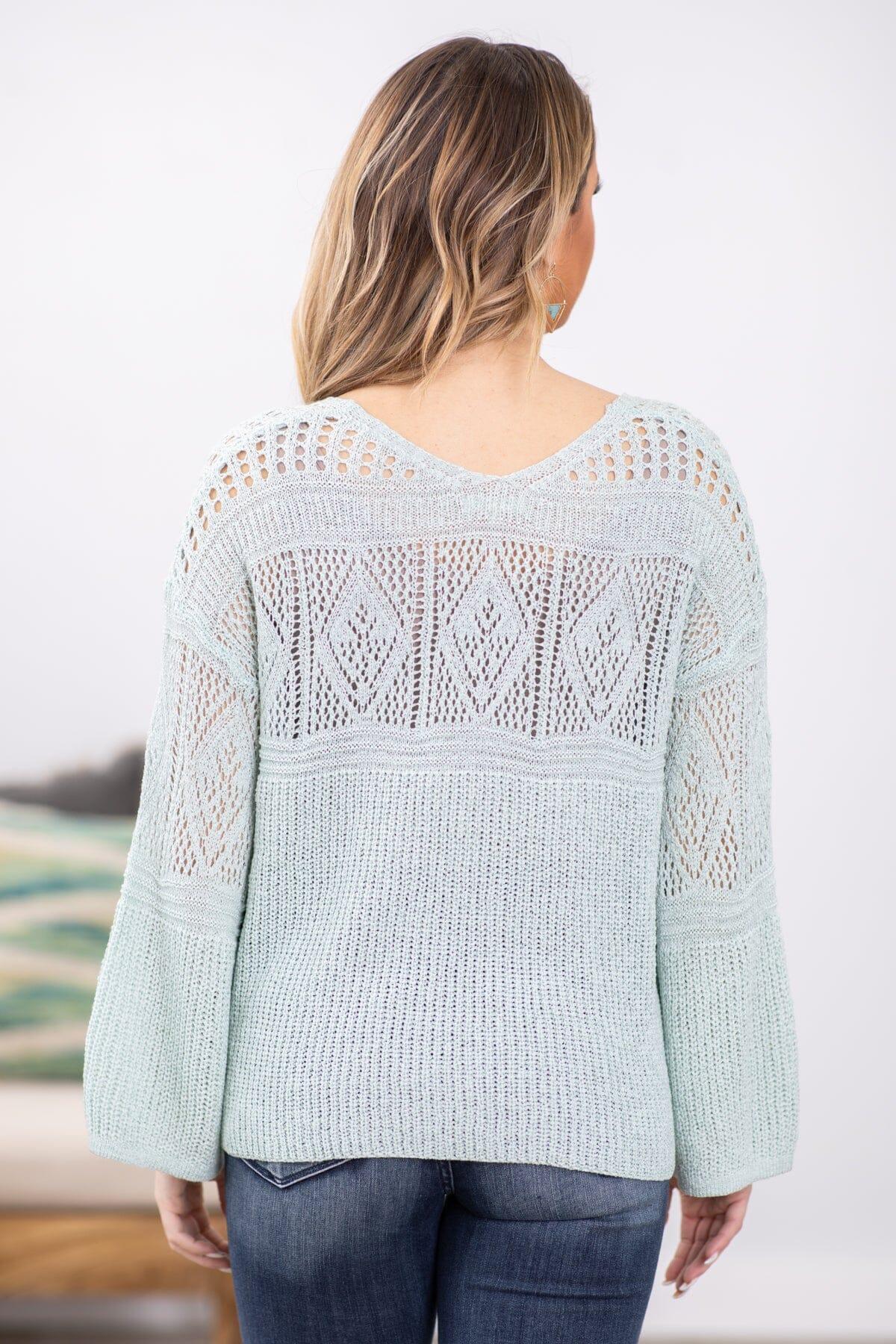 Mint Crochet Detail Lightweight Sweater Product Image