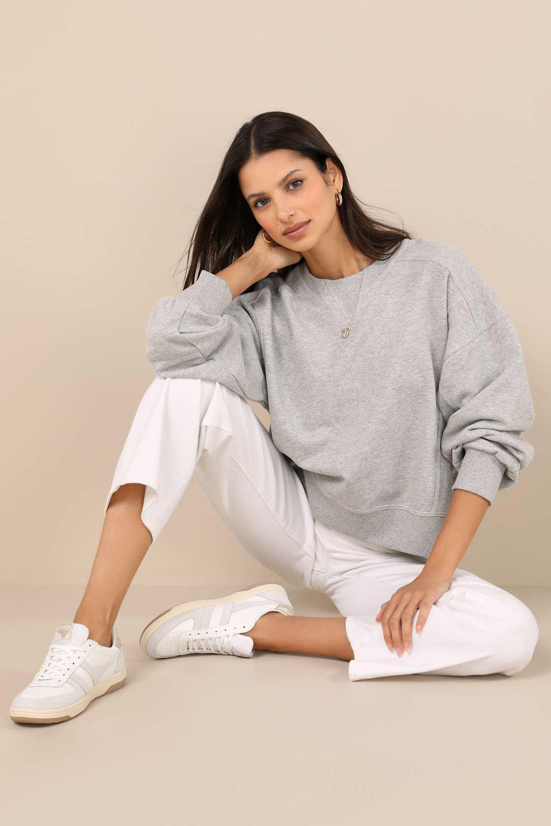 Darby Heather Grey Pullover Sweatshirt Product Image