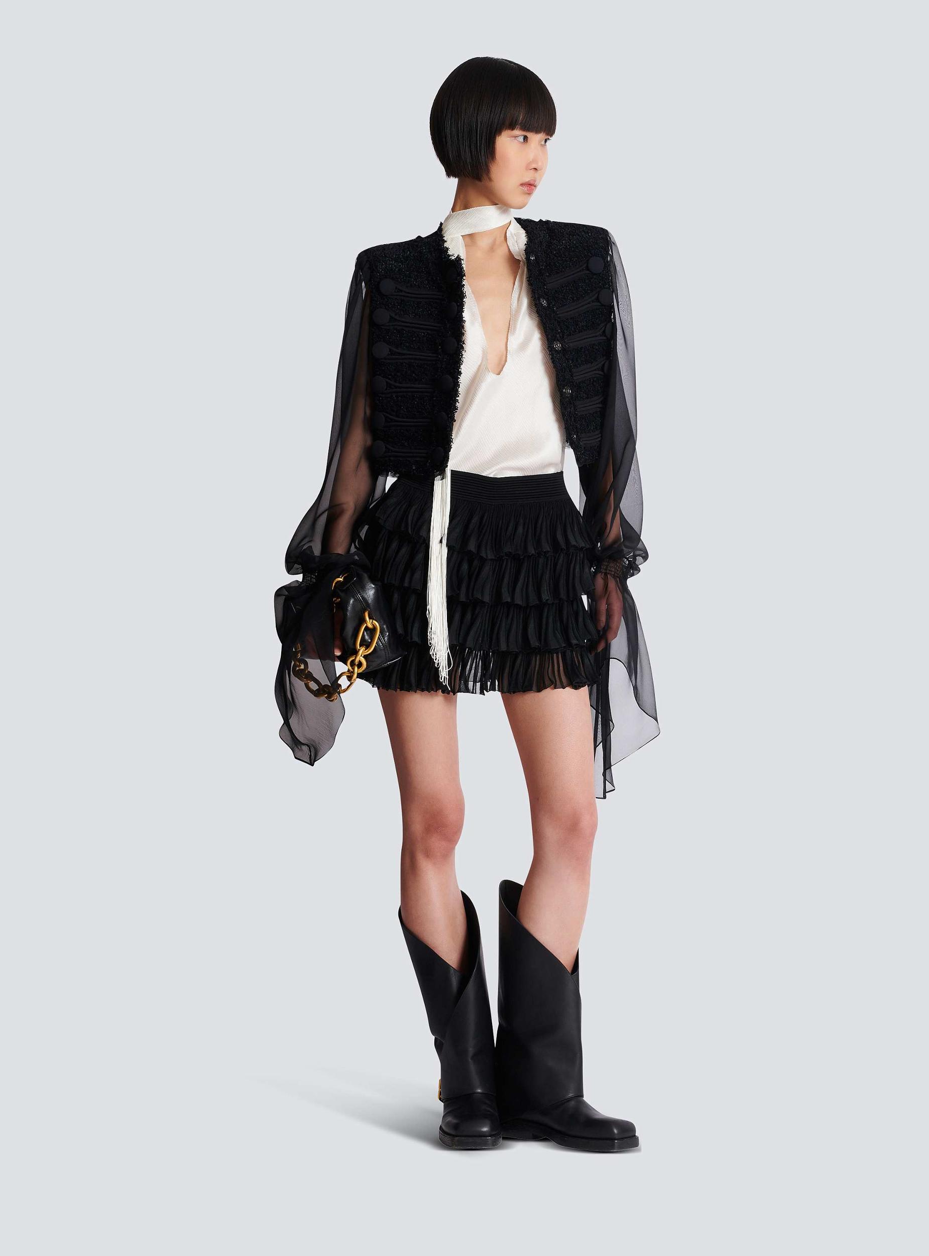 Backless fringed satin top Product Image