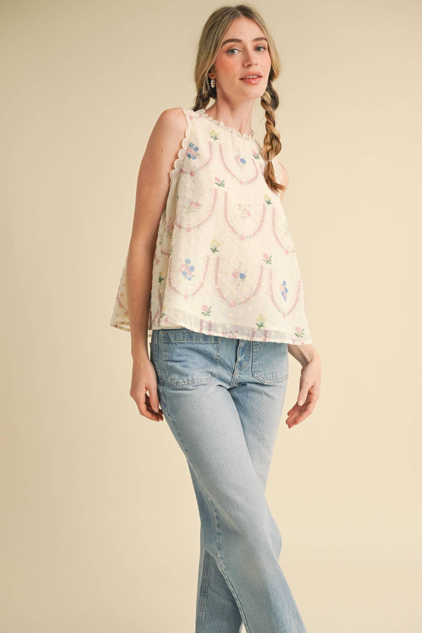 Embroidered Babydoll Top Product Image