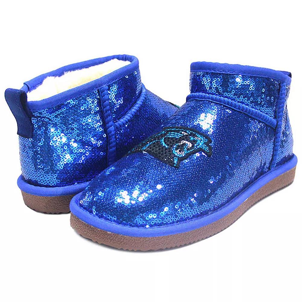 Women's Cuce Blue Carolina Panthers Sequin Ankle Boots,  Product Image