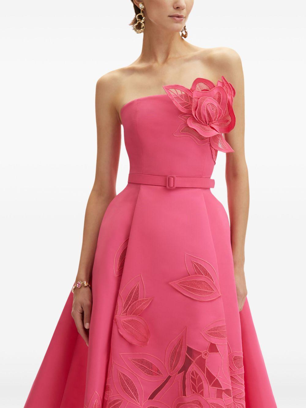 rose-appliqué cut-out gown Product Image