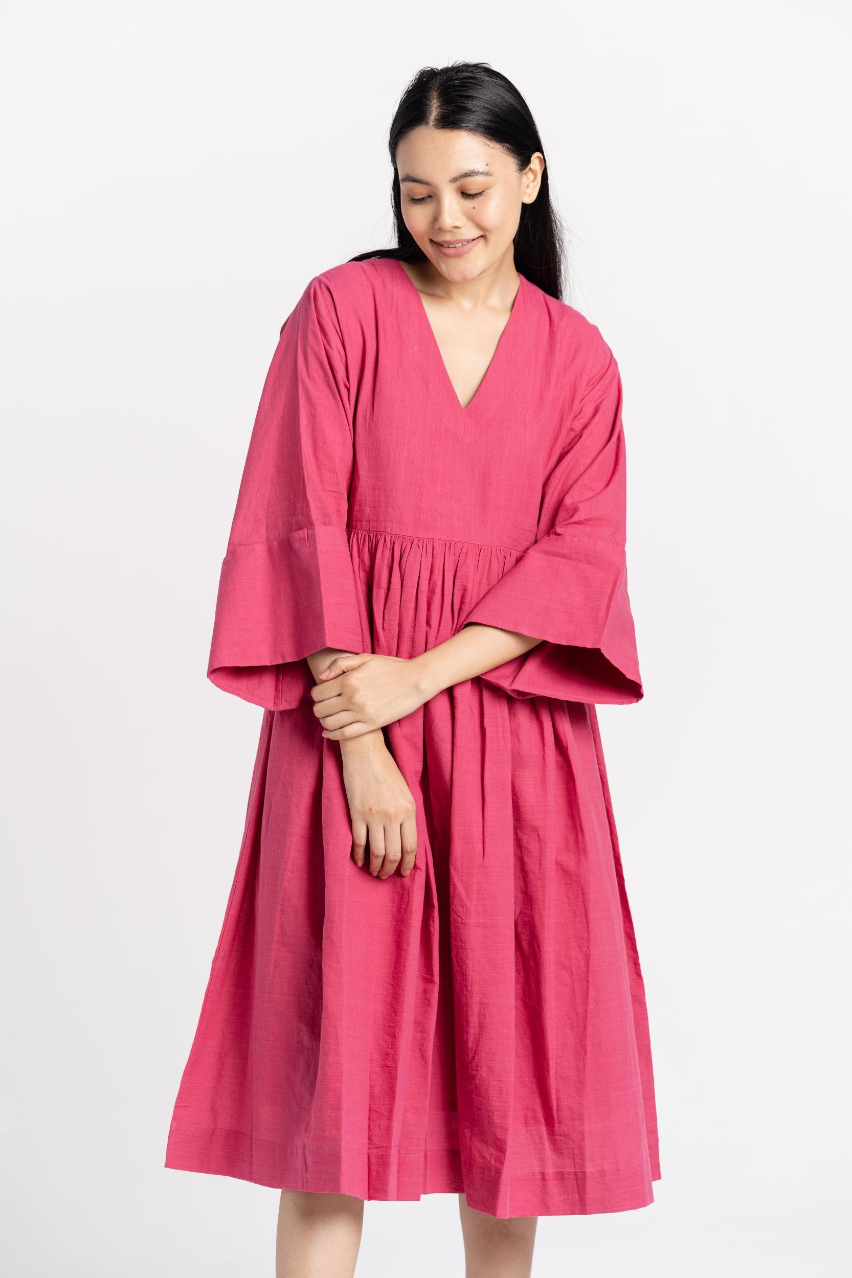 Rose Gathered Midi Dress Product Image