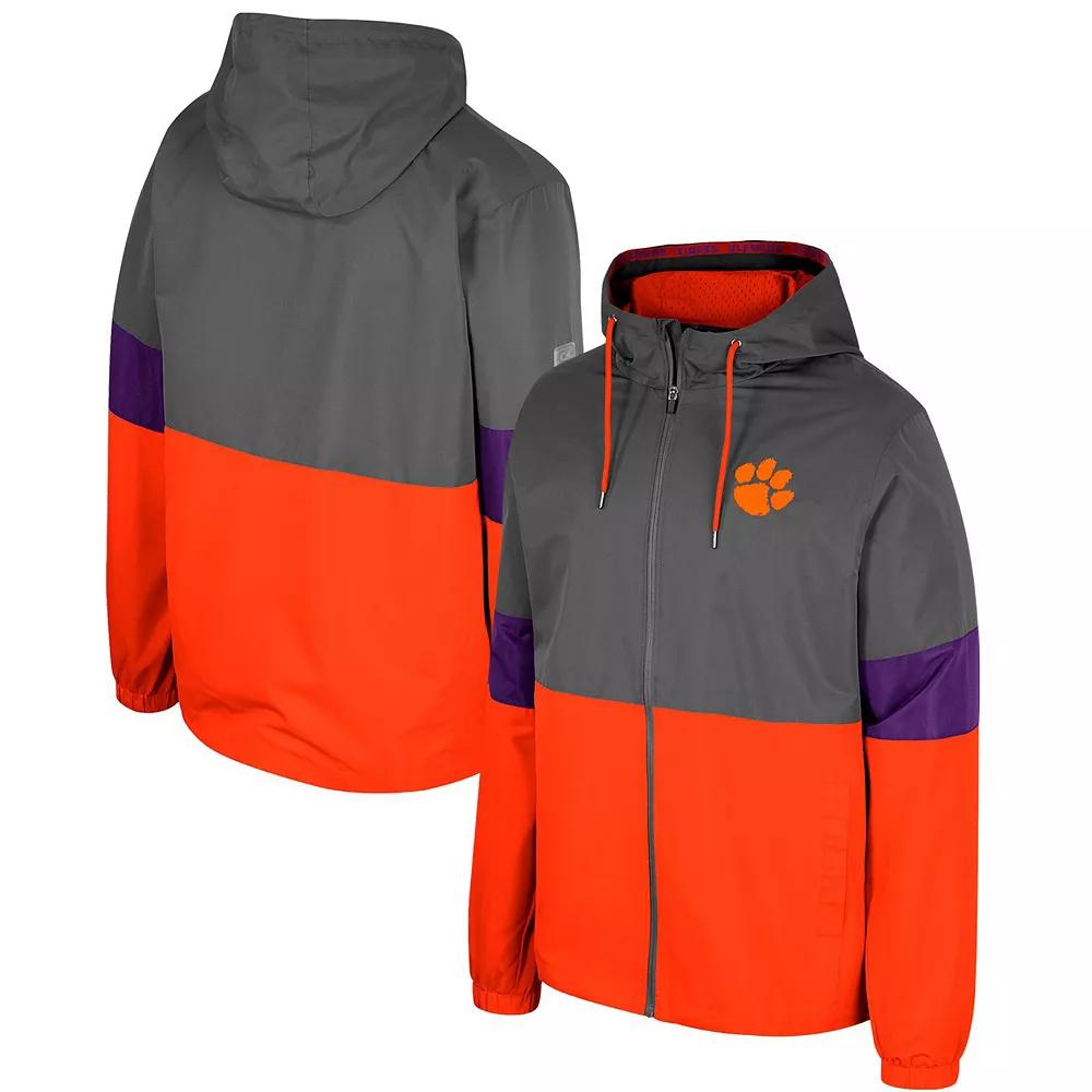 Men's Colosseum Charcoal Clemson Tigers Miles Full-Zip Jacket, Size: Large Product Image