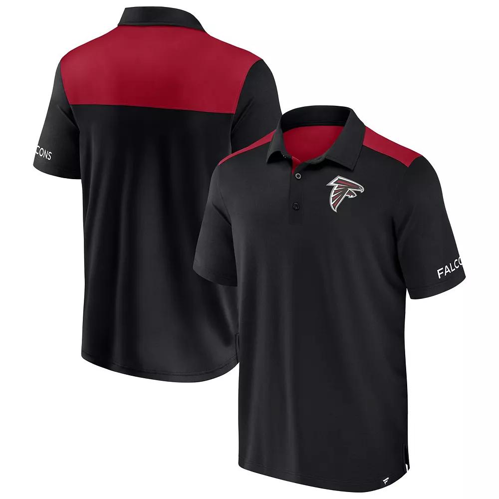 Men's Fanatics  Black/Red Atlanta Falcons Colorblock Polo, Size: Medium Product Image
