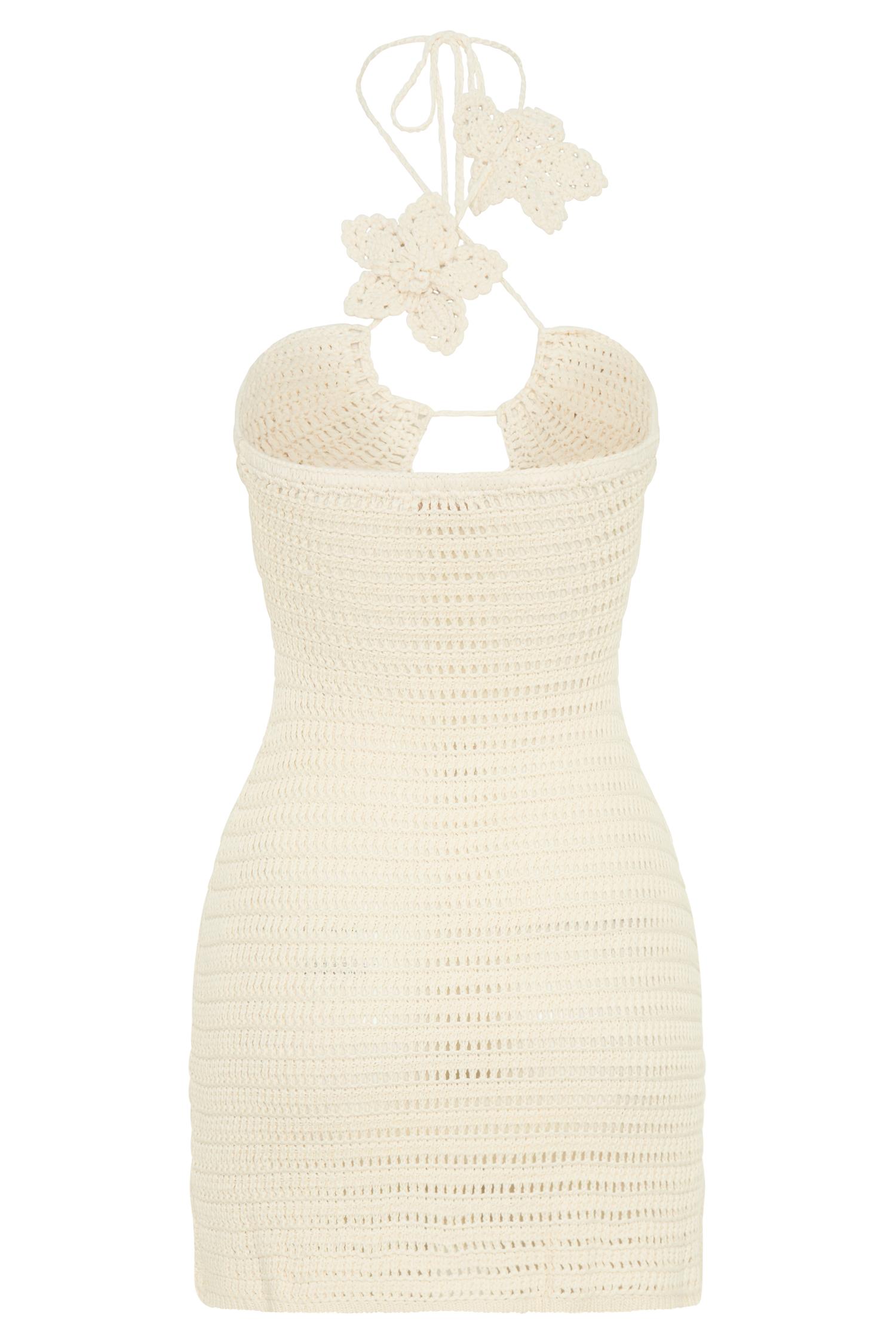 Kyla Floral Crochet Mini Dress - Buttercream Product Image