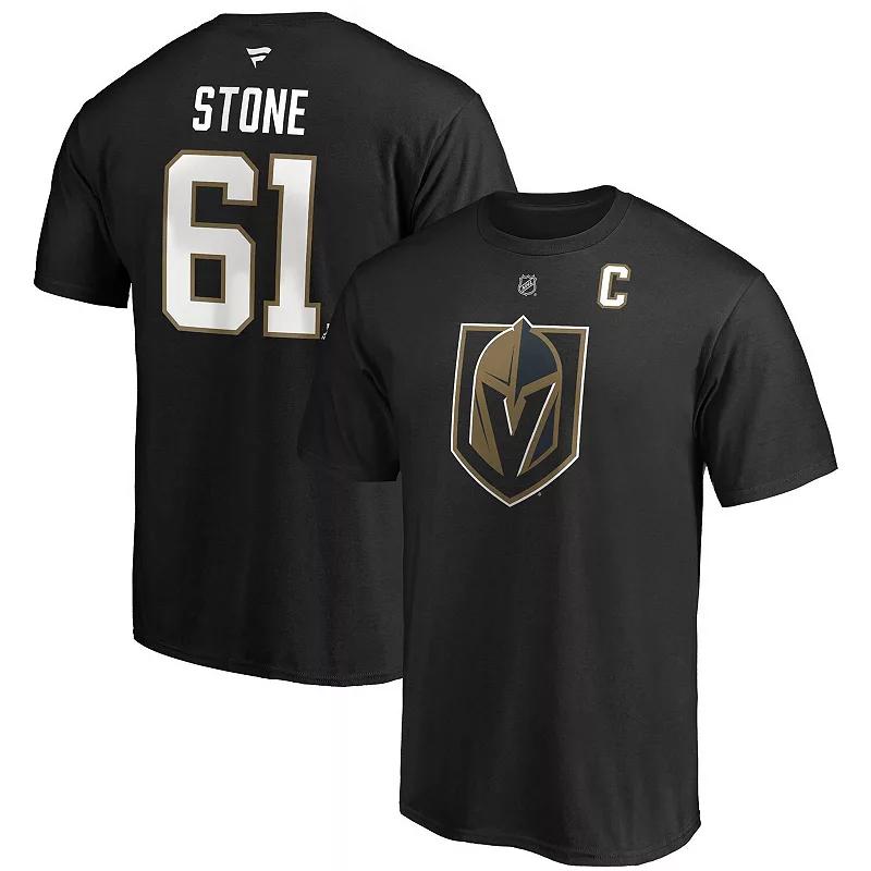 Men's Fanatics Branded Mark Stone Black Vegas Golden Knights Authentic Stack Player Name & Number Captain Patch T-Shirt,  Product Image