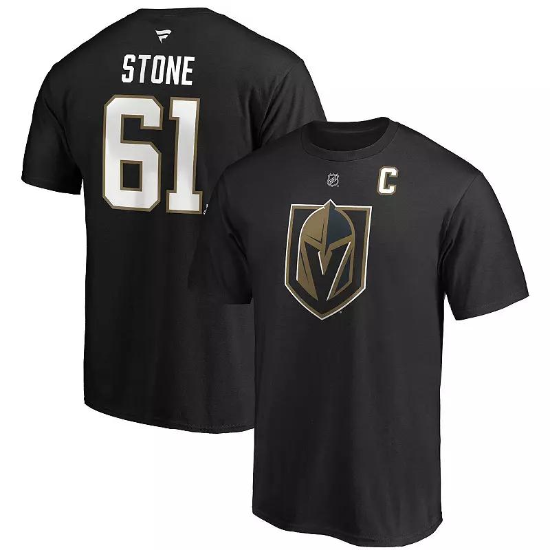 Men's Fanatics Branded Mark Stone Black Vegas Golden Knights Authentic Stack Player Name & Number Captain Patch T-Shirt,  Product Image