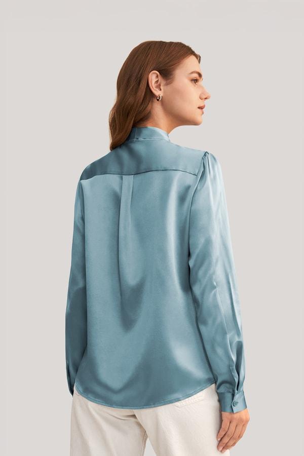 Women Bow-tie Neck Silk Blouse Product Image