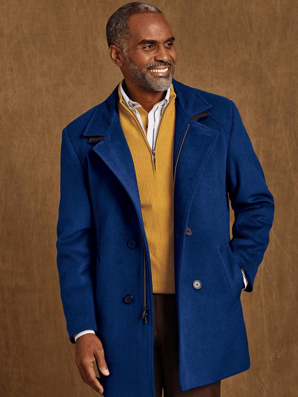 Wool Double Breasted Carcoat - Royal Blue Product Image