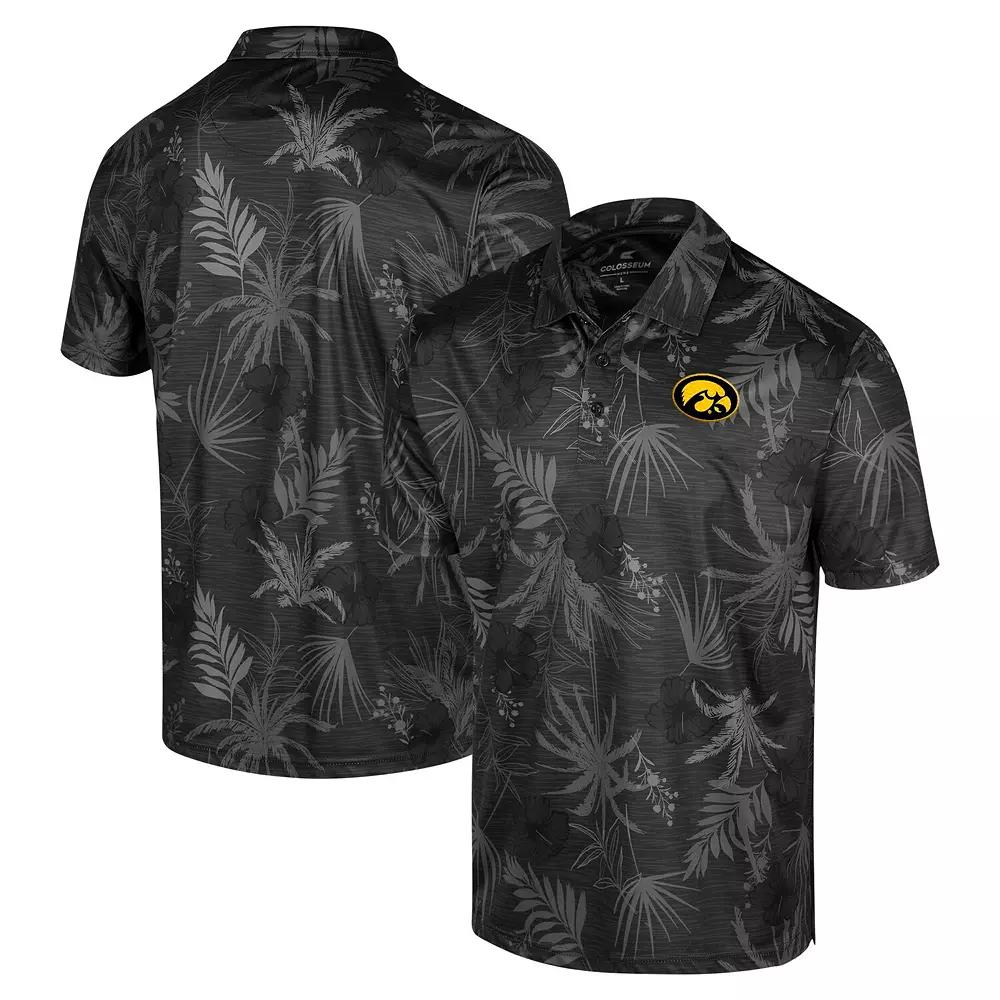 Men's Colosseum Black Iowa Hawkeyes Big & Tall Palms Polo,  Product Image