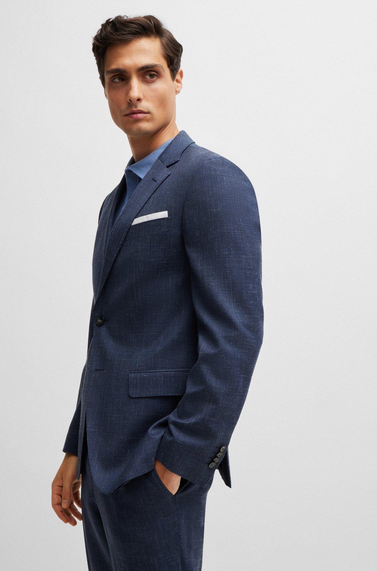 Slim-fit jacket in virgin wool and linen Product Image