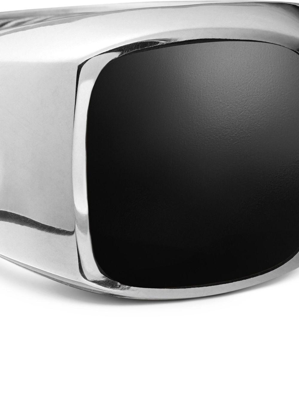 sterling silver Exotic Stone onyx signet ring (14mm) Product Image