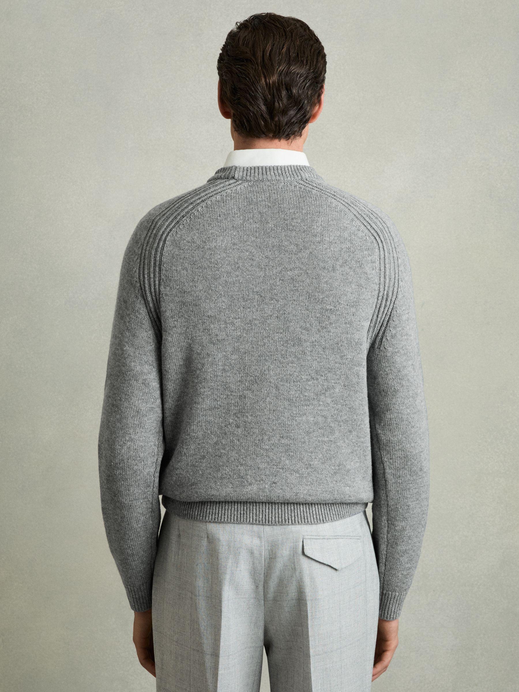 Wool Blend Ridge Seam Jumper in Mid Grey Melange Product Image