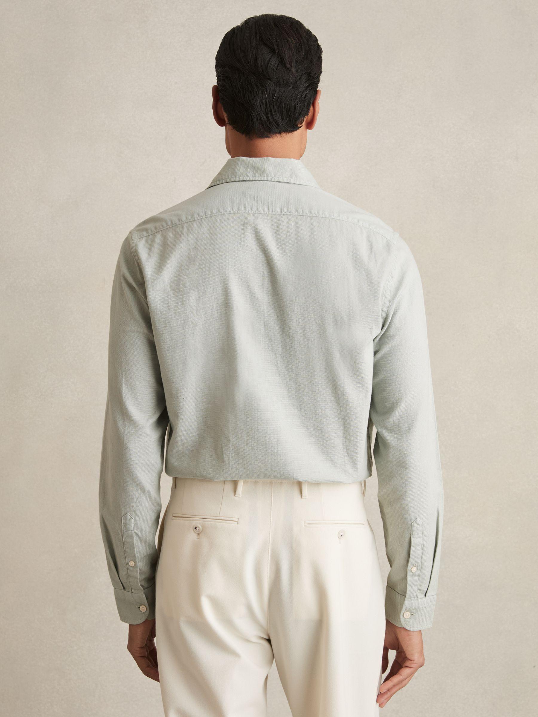 Cotton-Piqué Garment-Dyed Shirt in Sage Green Product Image