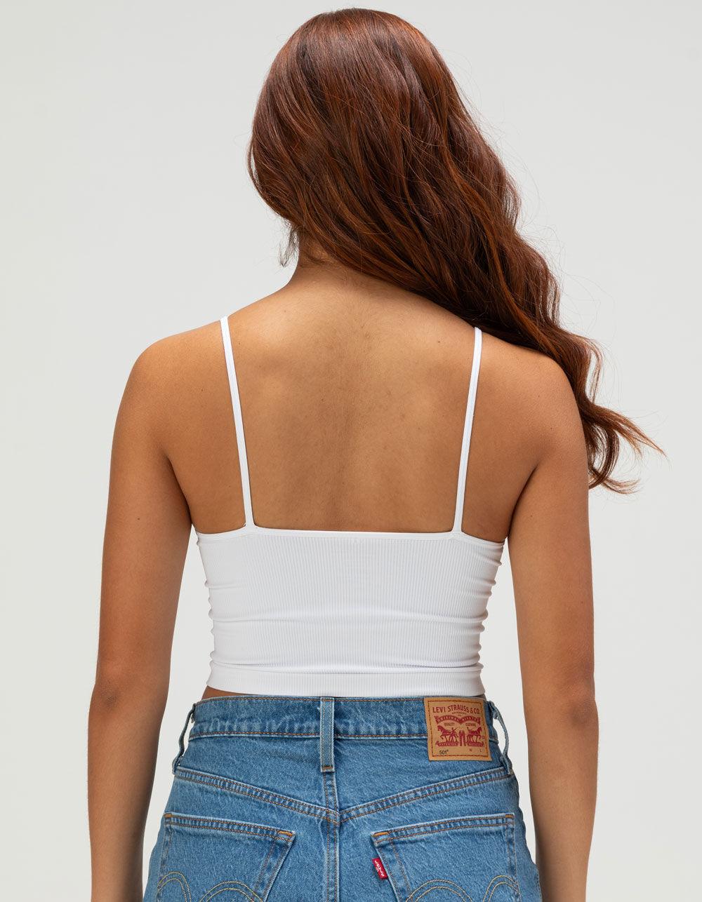 FULL TILT Scoop Neck Rib Seamless Womens Cami - WHITE Product Image