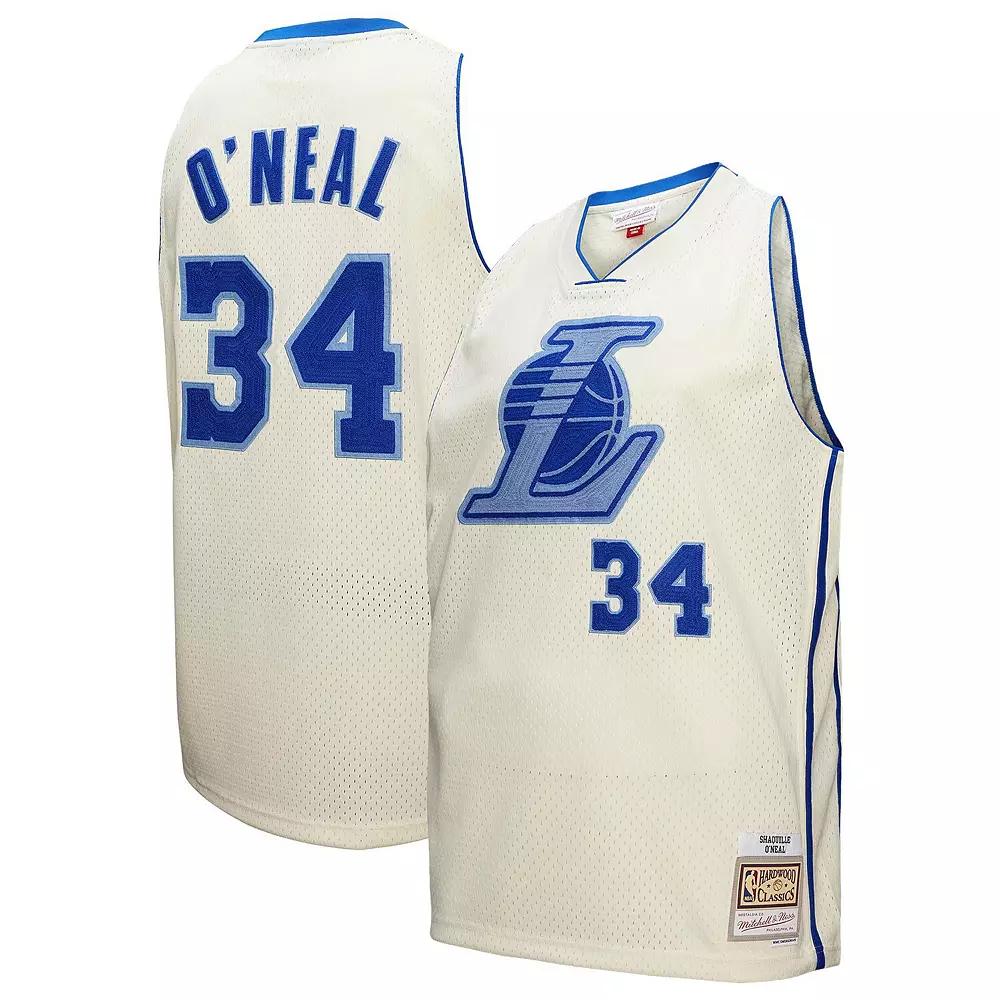 Men's Mitchell & Ness Shaquille O'Neal Cream Los Angeles Lakers Chainstitch Swingman Jersey,  Product Image