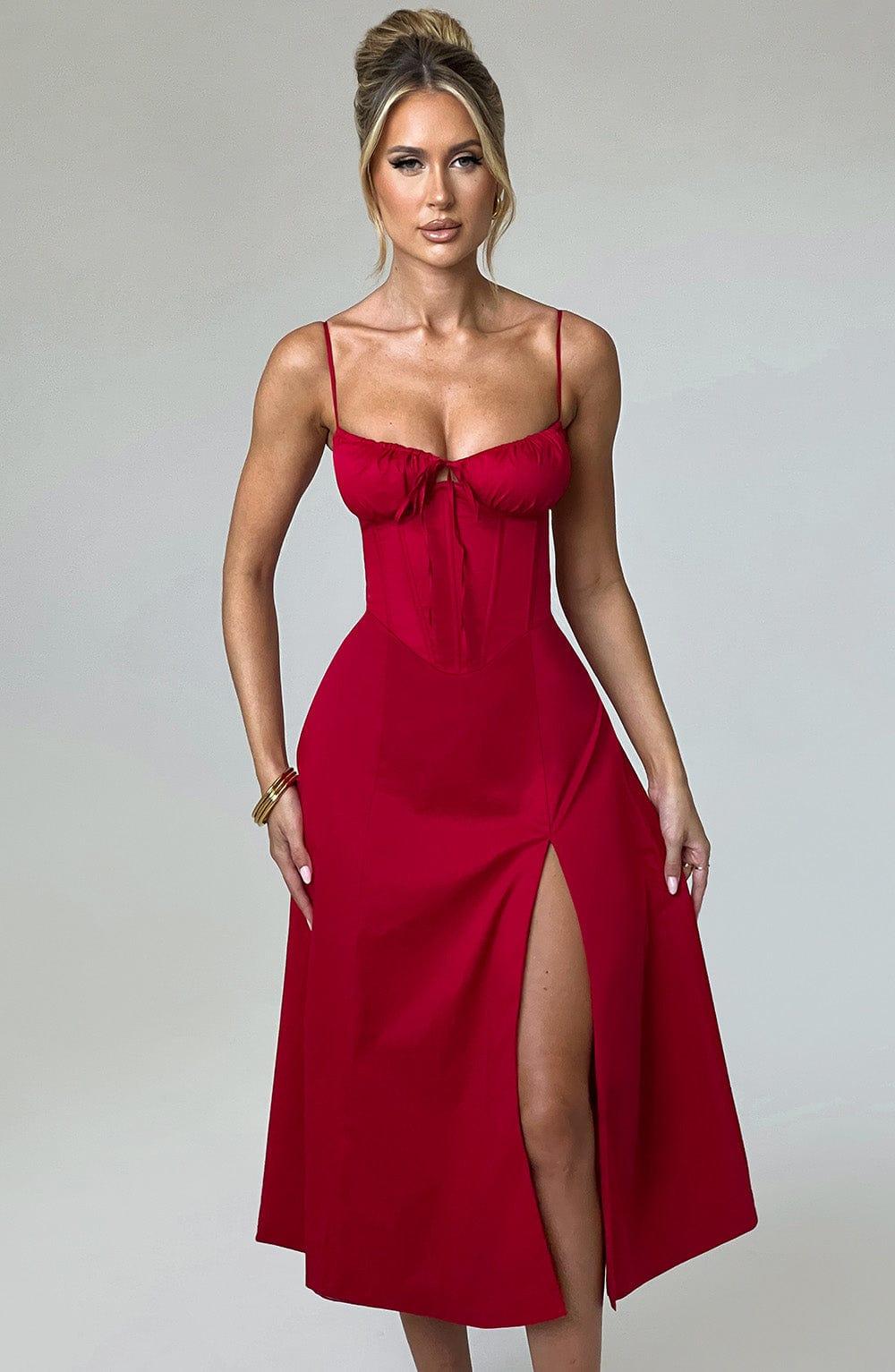 Deanna Midi Dress - Red Product Image