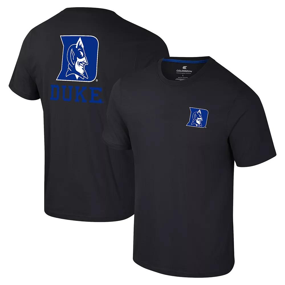 Men's Colosseum Black Duke Blue Devils Logo Lockup 2-Hit Active Blend T-Shirt,  Product Image