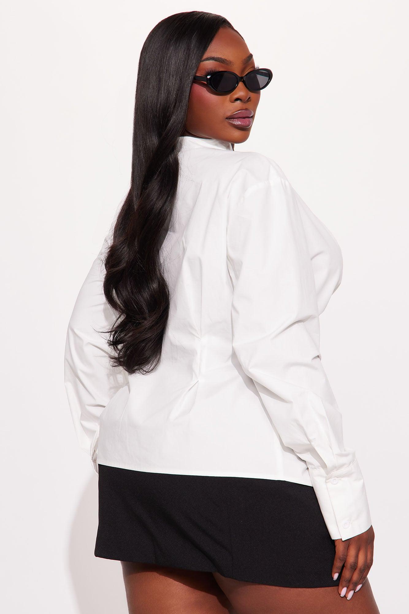 A Little Twisted Mock Neck Top - White Female Product Image