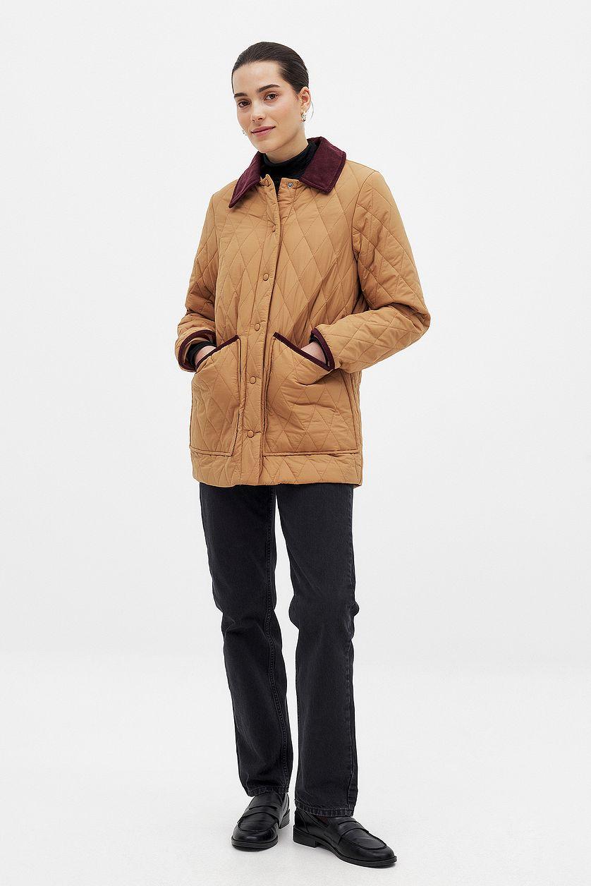 Corderoy Detail Quilted Jacket Product Image