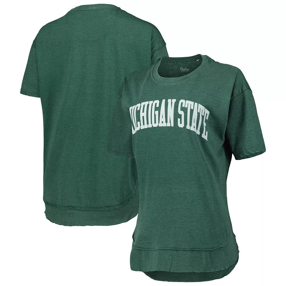 Women's Pressbox Heathered Green Michigan State Spartans Arch Poncho T-Shirt,  Product Image