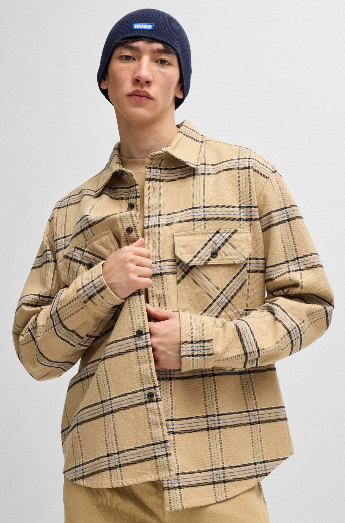Oversize-fit shirt in checked cotton twill Product Image
